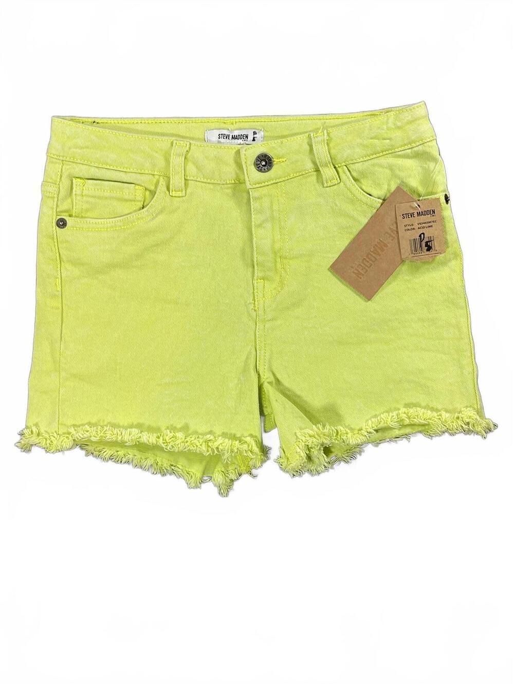 Steve Madden Kids Neon Yellow/ Lime Frayed Hem Shorts - Size 12 Y2K NWT